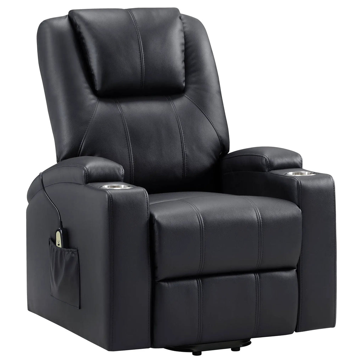 Macklin Power Lift Massage Recliner | Heat And Massage | Dual Cupholders | Smooth Upholstery
