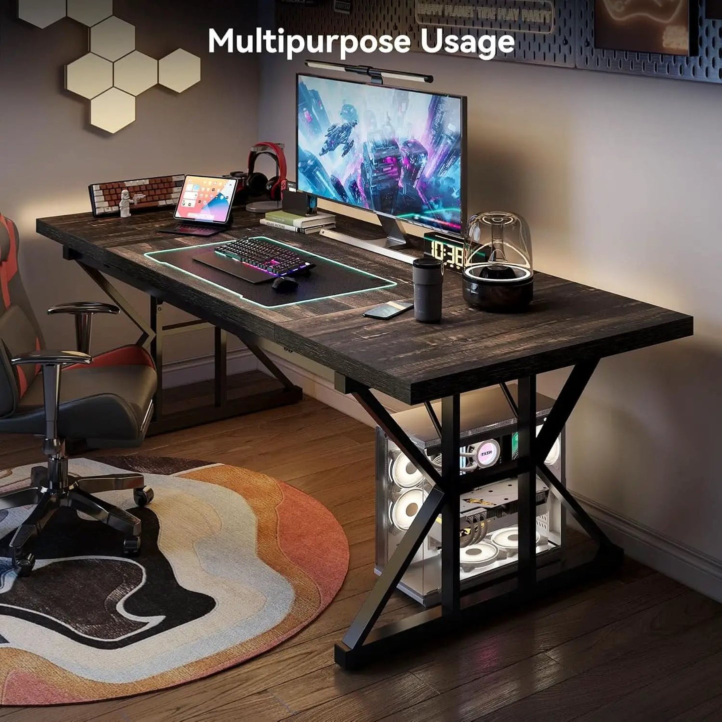 70.8 Inch Large Executive Desk Black Oak Wood Office Desk from PriceLows™