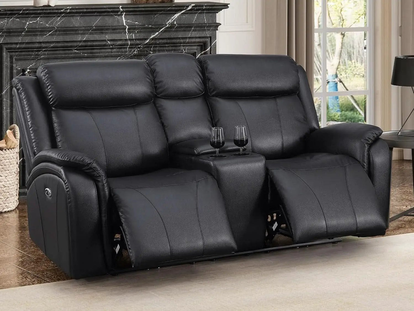 Power Recliner Sofa Set 3 Piece With Storage Black from PriceLows™
