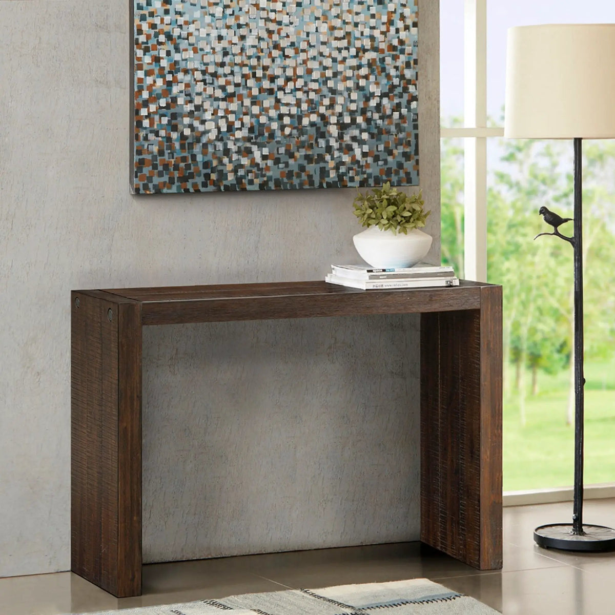Modern Console Table | 54 Inch Width | Solid Wood Construction | Clean-Lined Design