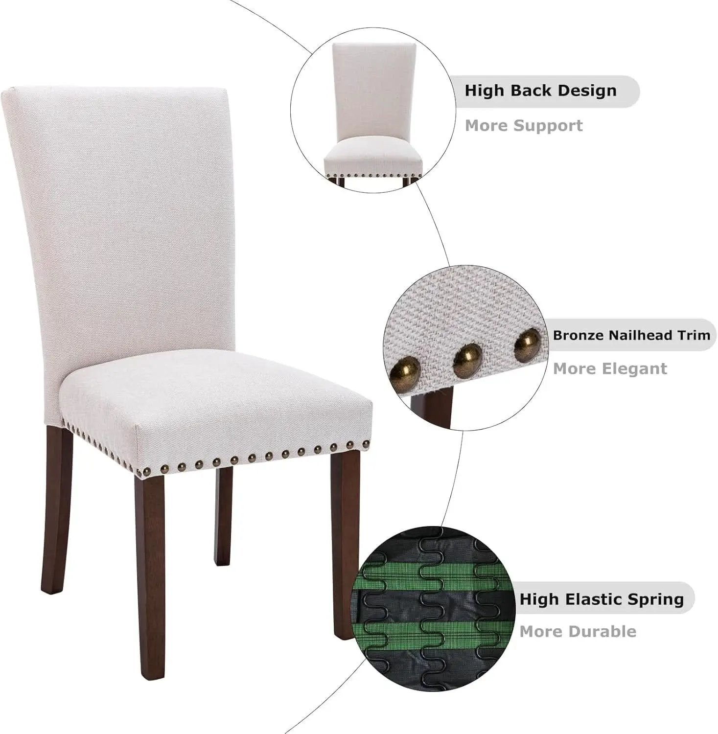 Beige Linen Upholstered High Back Counterheight Chairs from PriceLows™