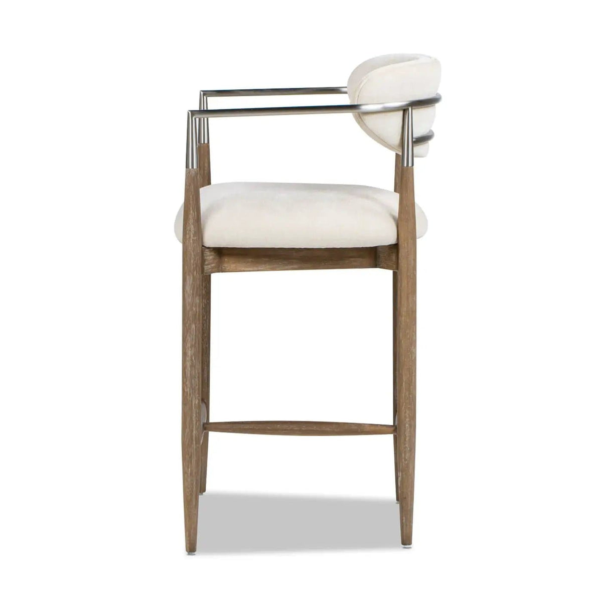 Artemis Mixed Material Upholstered Counter Stool Counter Height (24"-27") | 21 x 21 x 37 in | Rubberwood | Warm White
