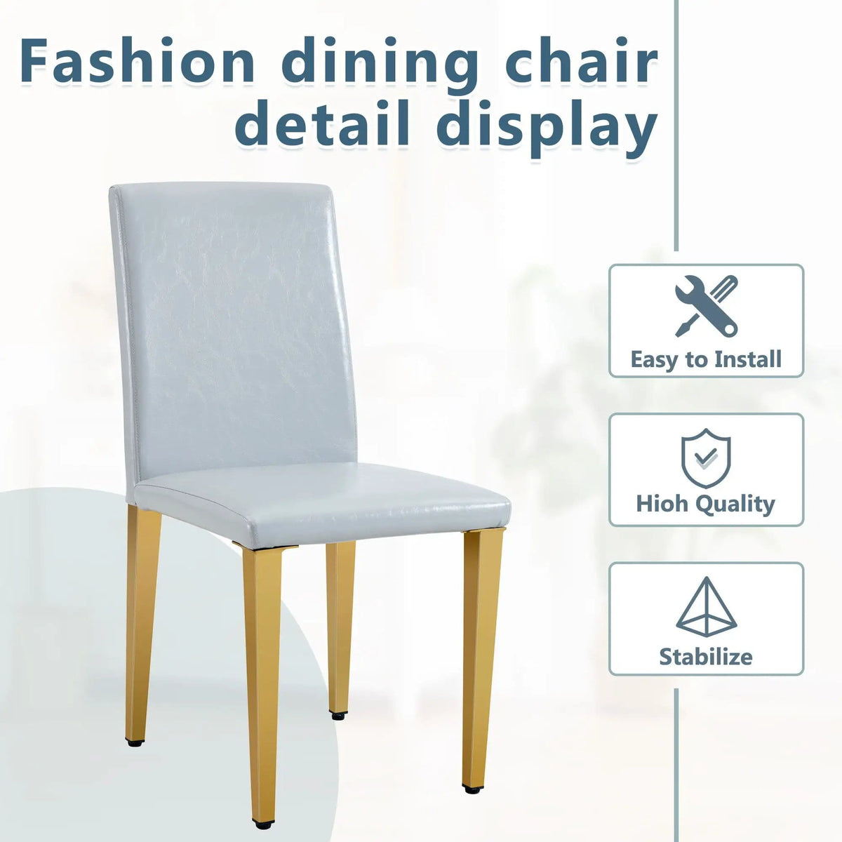 Modern Dining Chairs With Metal Legs Chair Set | 3 Pieces | Metal | Dining Room