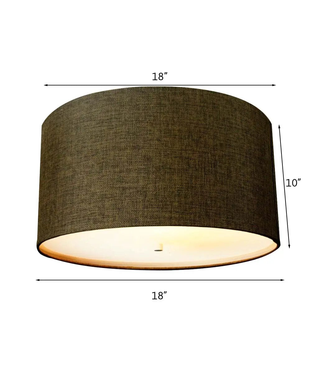 Flush Mount Conversion Kit | 18 Inch Wide | Chocolate Burlap Shade | Easy Install