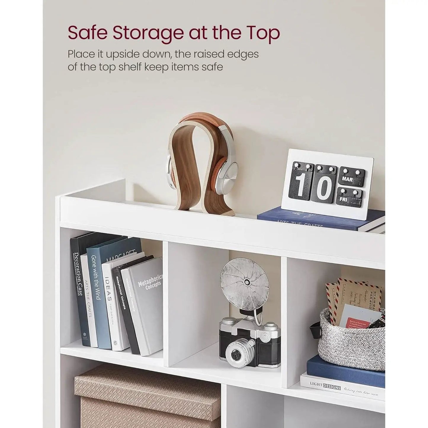 White Bookcase With 8 Open Compartments Freestanding Storage Shelf 11x35.4x39.4 from PriceLows™