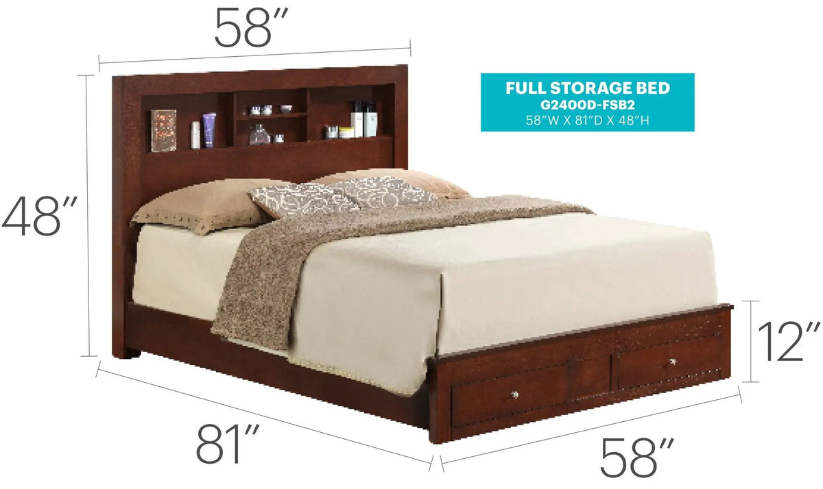 Modern Storage Bed | Ample Bedroom Storage | Wood And Manufactured Wood | 81 Inch Length