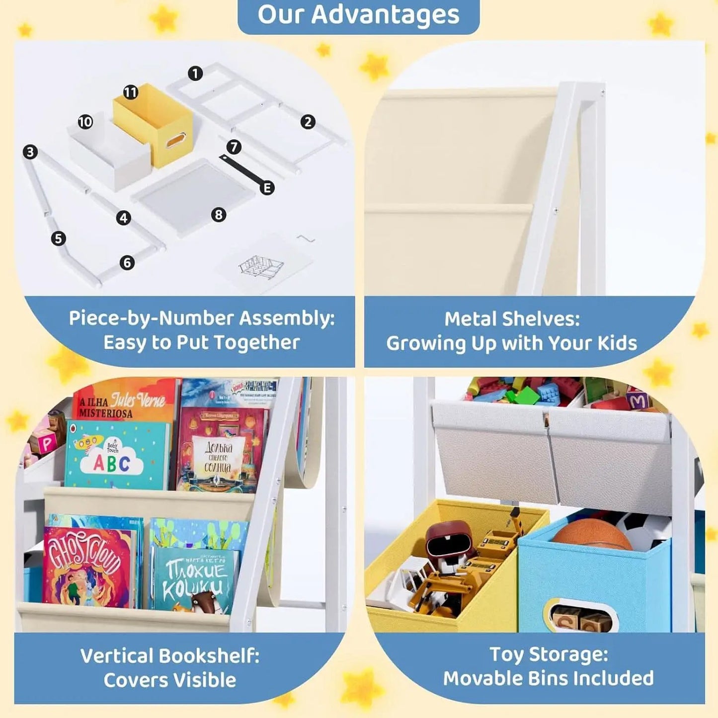 Kids Bookshelf Toy Storage Organizer With 6 Toy Bins from PriceLows™