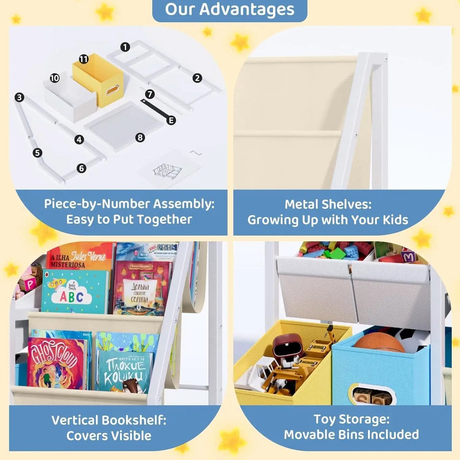 Kids Bookshelf Toy Storage Organizer With 6 Toy Bins from PriceLows™
