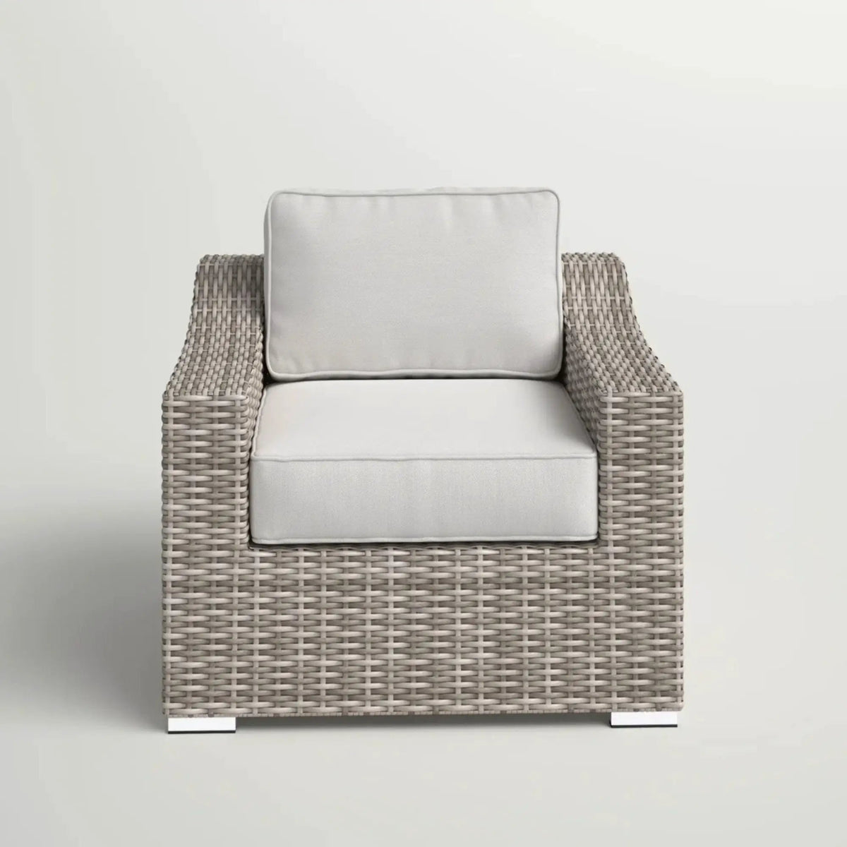 Patio Armchair With Cushions | Modern Wicker Design | Boxy Silhouette | No Assembly Required