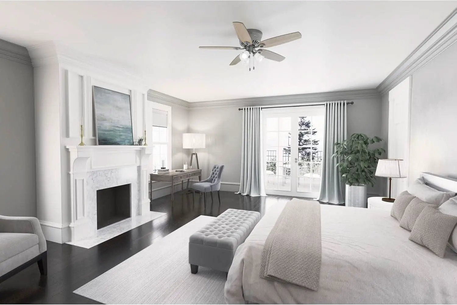 52 Inch Matte Silver LED Ceiling Fan With Integrated Light from PriceLows™