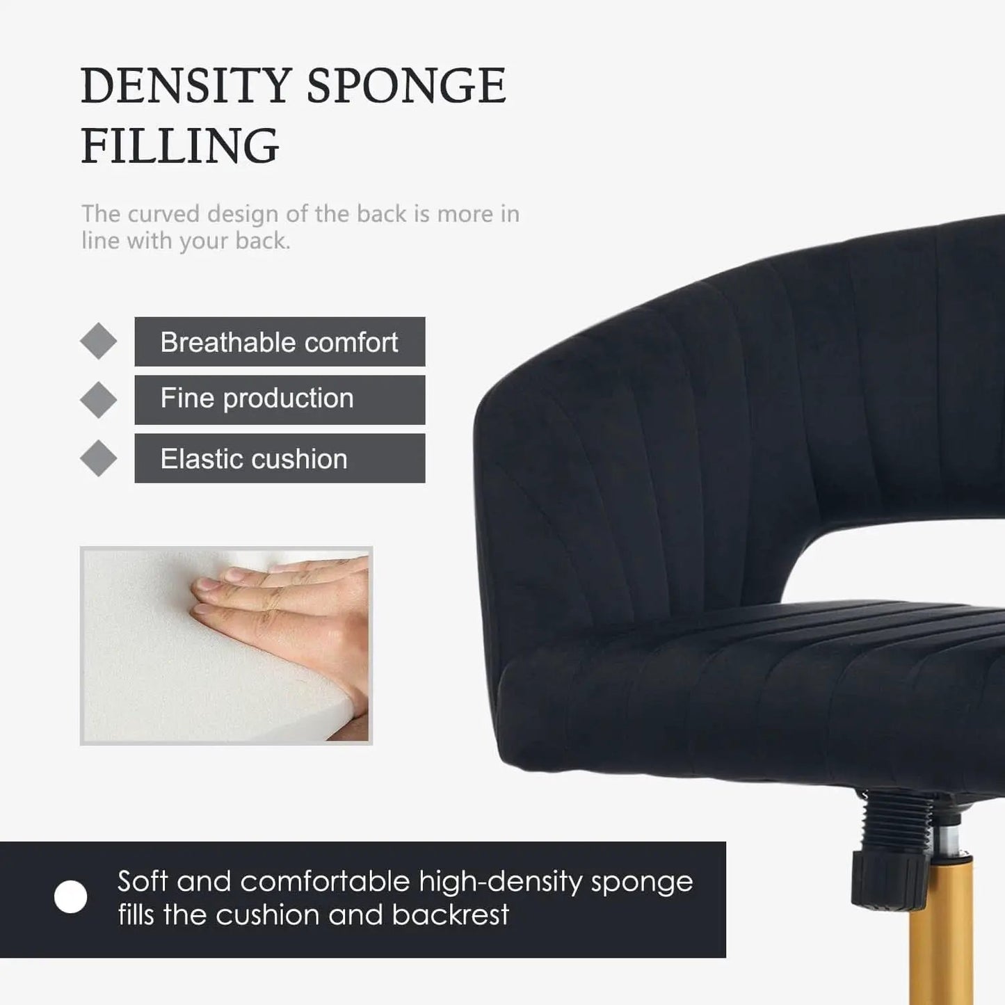 Velvet Home Office Chair 360 Degree Swivel Black Lux Velvet from PriceLows™