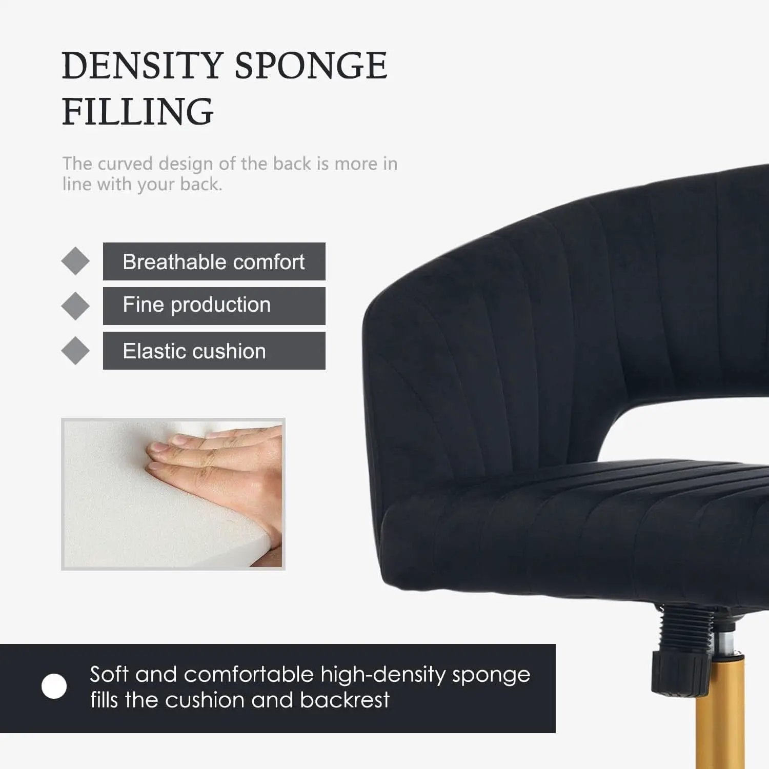 Velvet Home Office Chair 360 Degree Swivel Black Lux Velvet from PriceLows™