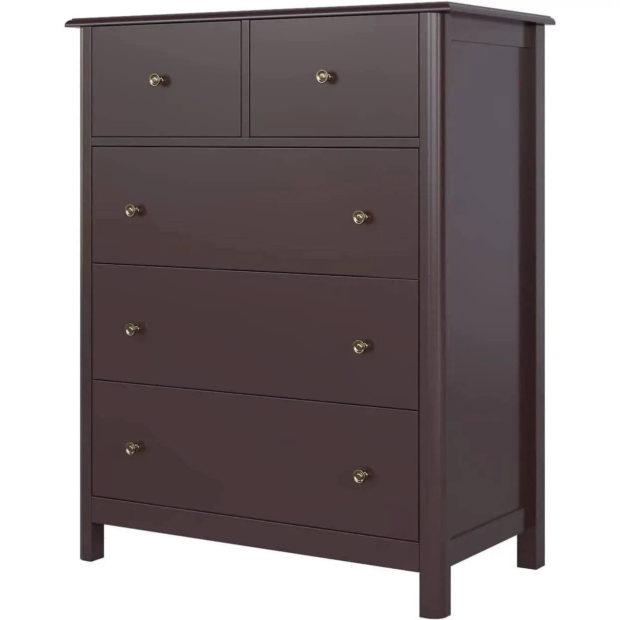Dark Brown Modern 5 Drawer Chest of Drawers for Bedroom from PriceLows™