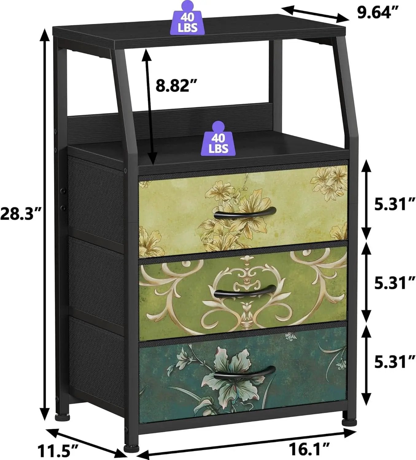Retro Nightstand With 3 Drawers And 2 Tier Shelf Storage from PriceLows™