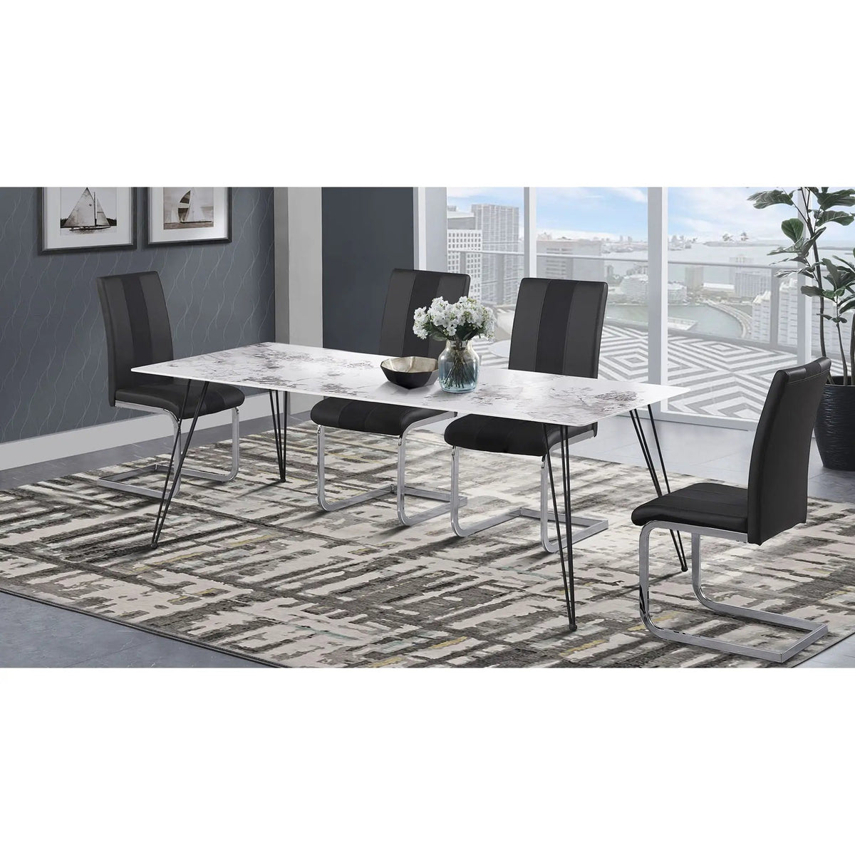 Altis Dining Chairs | Set Of 4 | C-Style Metal Legs | Padded Seats