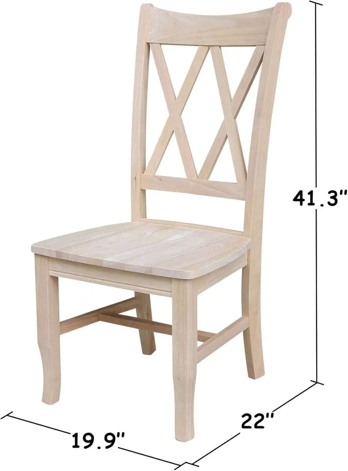 Two Unfinished Parawood Dining Chairs With X Back from PriceLows™