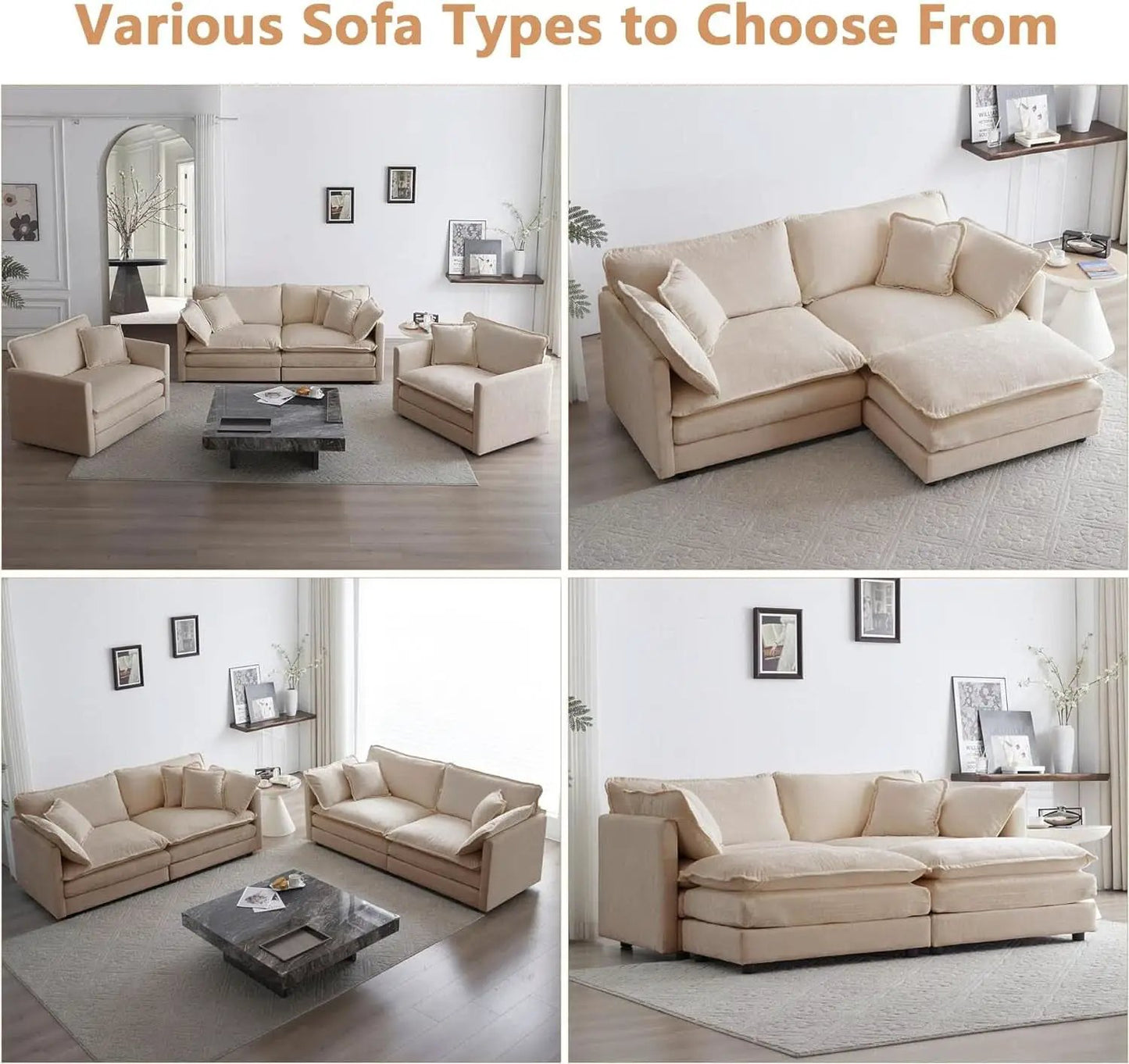 Light Coffee Chenille 2 Piece Loveseat Couch And Armchair from PriceLows™
