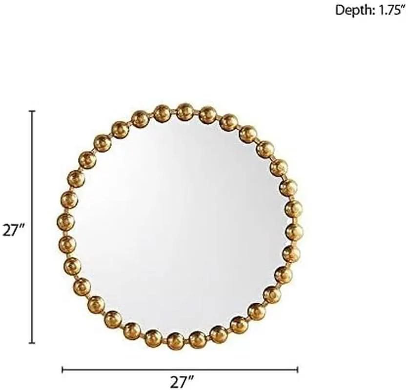 Round Wall Mirror With Gold Metal Frame 27 Inch Entryway from PriceLows™