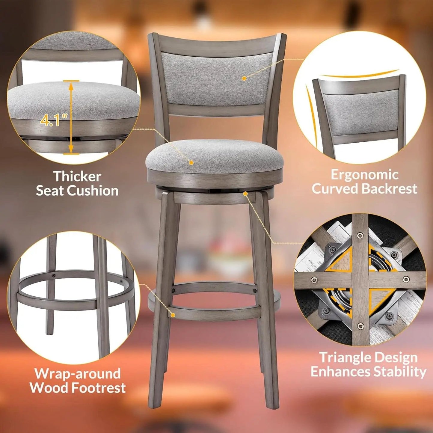 High Back Swivel Bar Stools Set of Two from PriceLows™