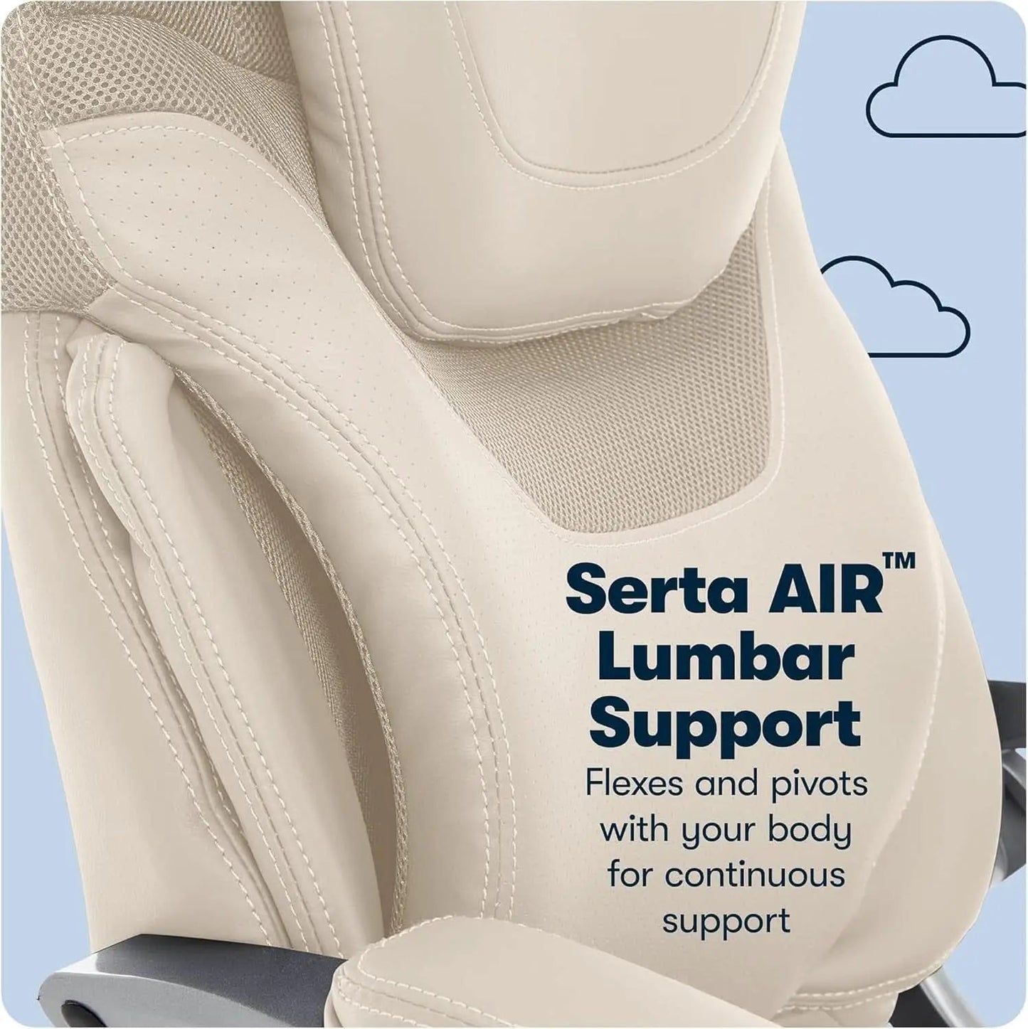 Executive Office Chair With AIR Lumbar Support Cream White from PriceLows™