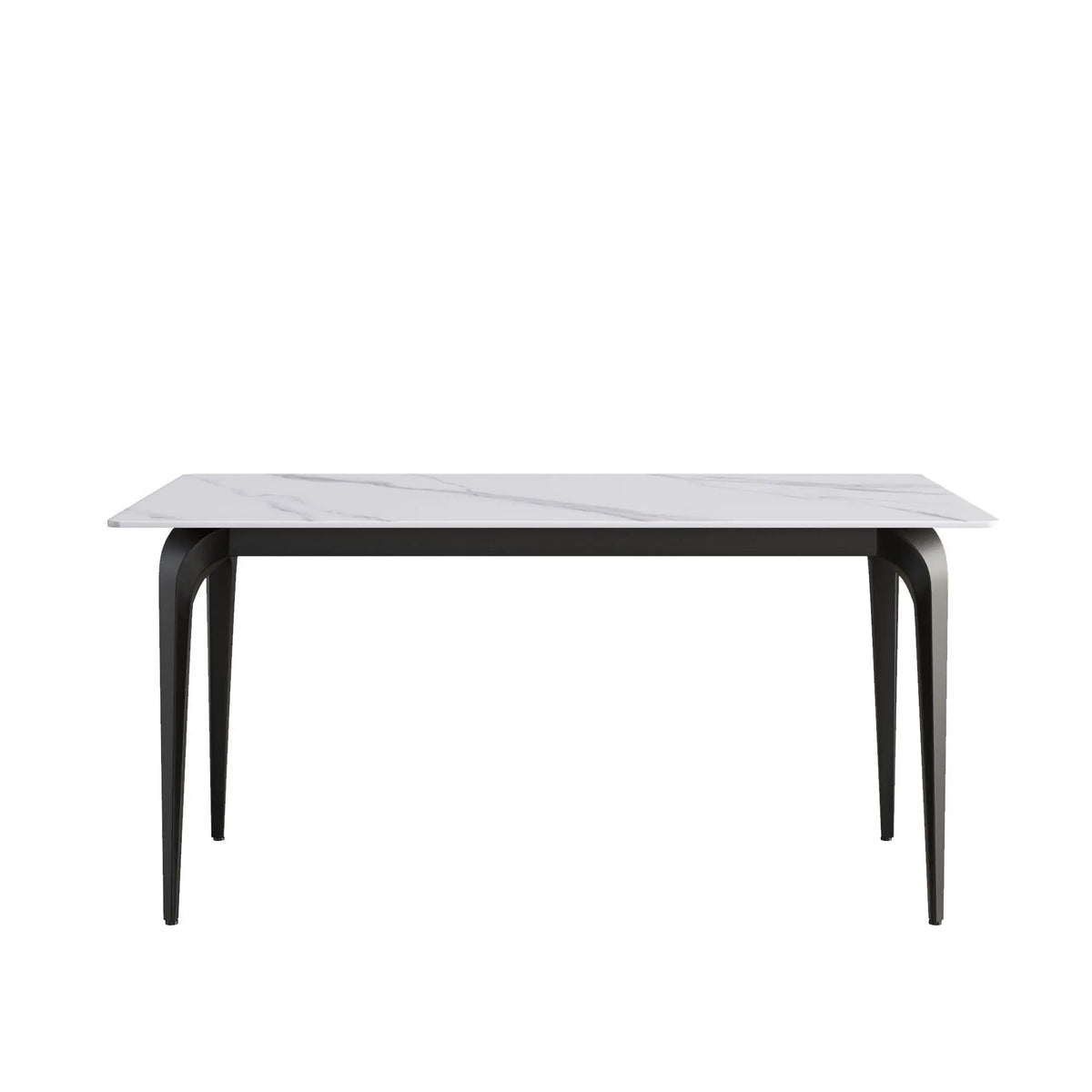 Dining Table | 63 Inch Straight Edge | 12mm Sintered Stone | White Black Frame