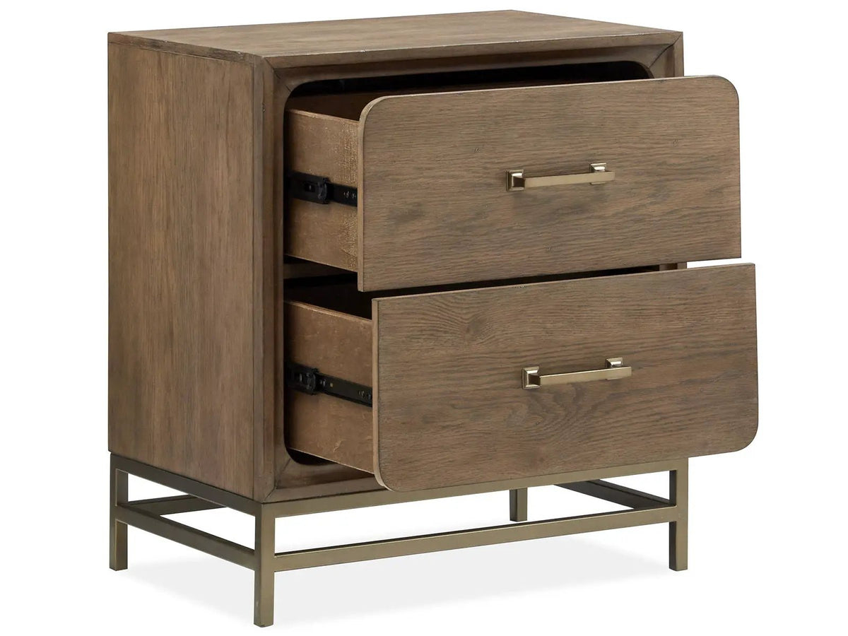 Lindon Drawer Nightstand | Belgian Wheat Finish | Knotty White Oak Veneer | Two Storage Drawers