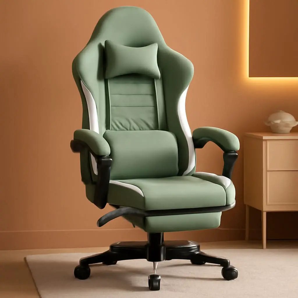 Gaming Chair With Pocket Spring Cushion And Footrest Green from PriceLows™
