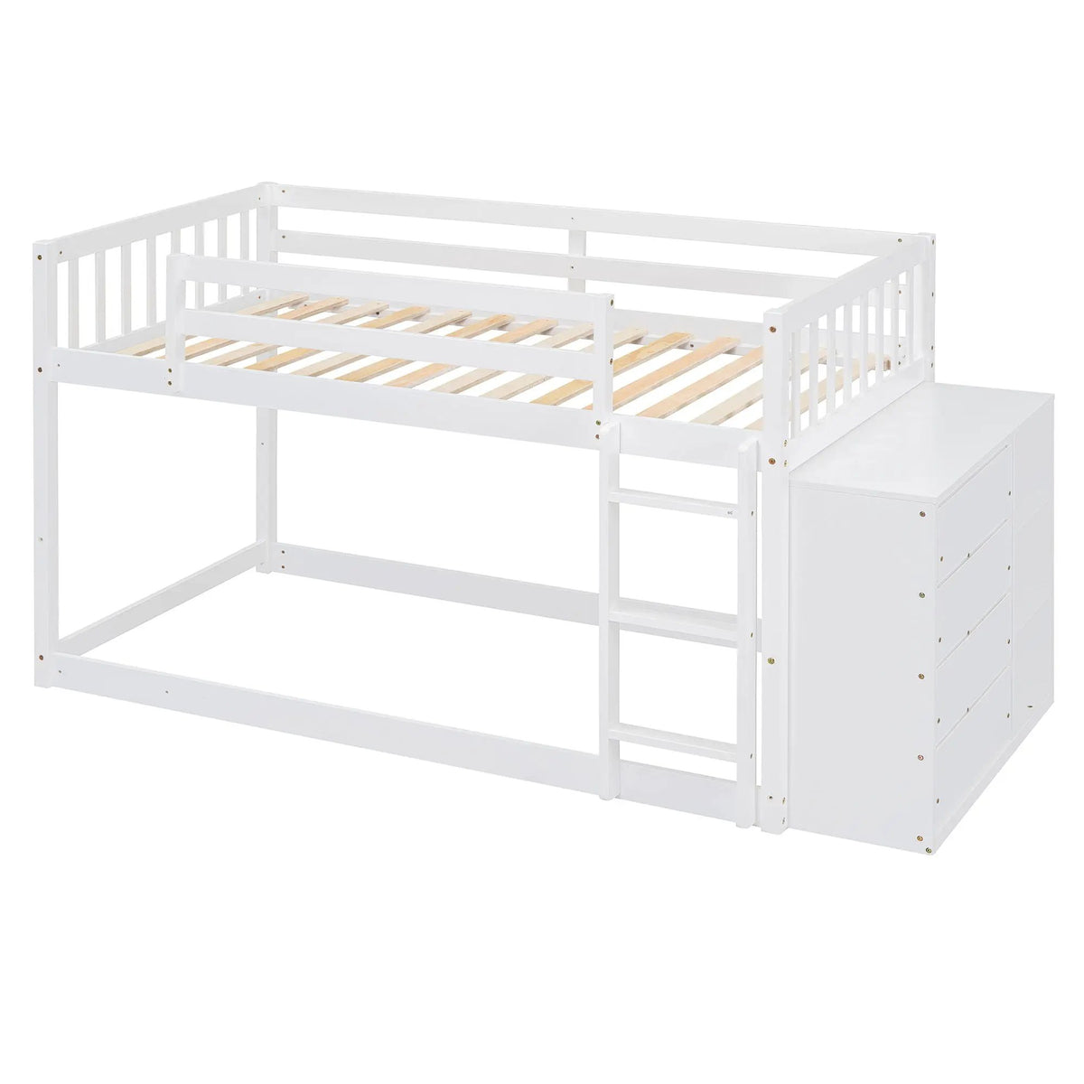 Bunk Bed | Solid Pine Frame | Four Drawers And Three Shelves | Full Size