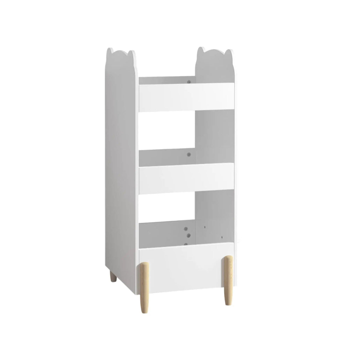 Bear Shaped Bookshelf With Chalkboard Side, 3 Tier Storage Organizer For Playroom | 16.14 x 16.93 x 33.86 in | Wood | White