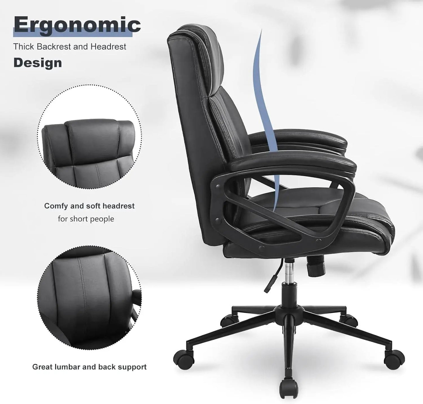 Black Ergonomic Office Chair With Adjustable Lumbar Support from PriceLows™