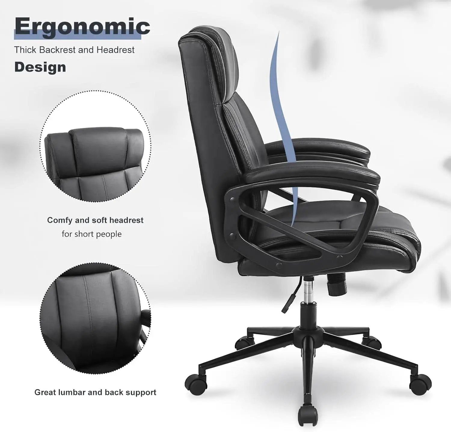 Black Ergonomic Office Chair With Adjustable Lumbar Support from PriceLows™