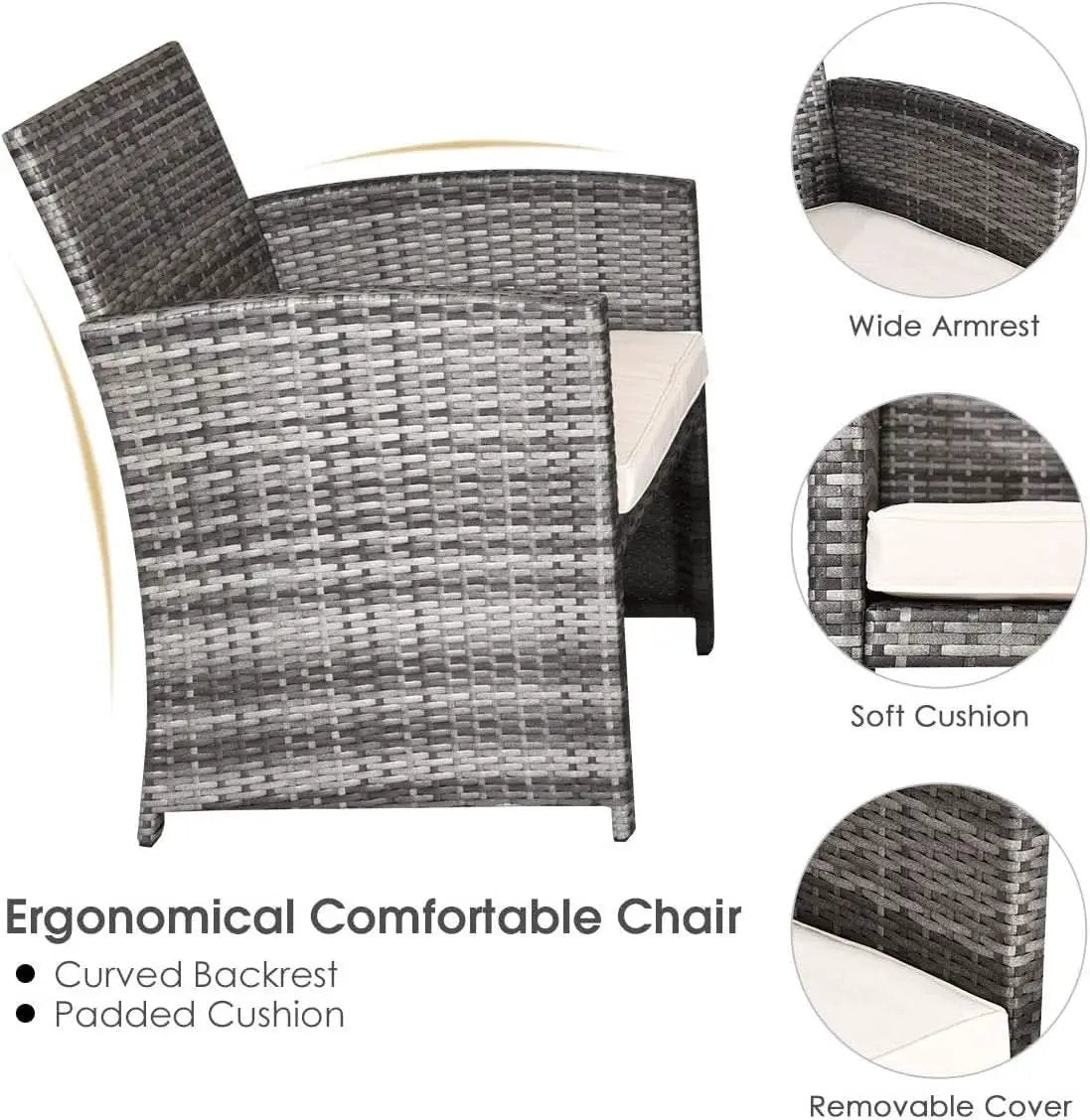 4 Piece Wicker Patio Conversation Set With Soft Cushions from PriceLows™