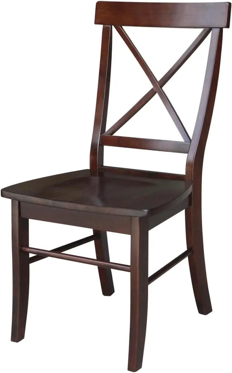 X Back Dining Chair In Java Finish With Solid Wood Seat from PriceLows™