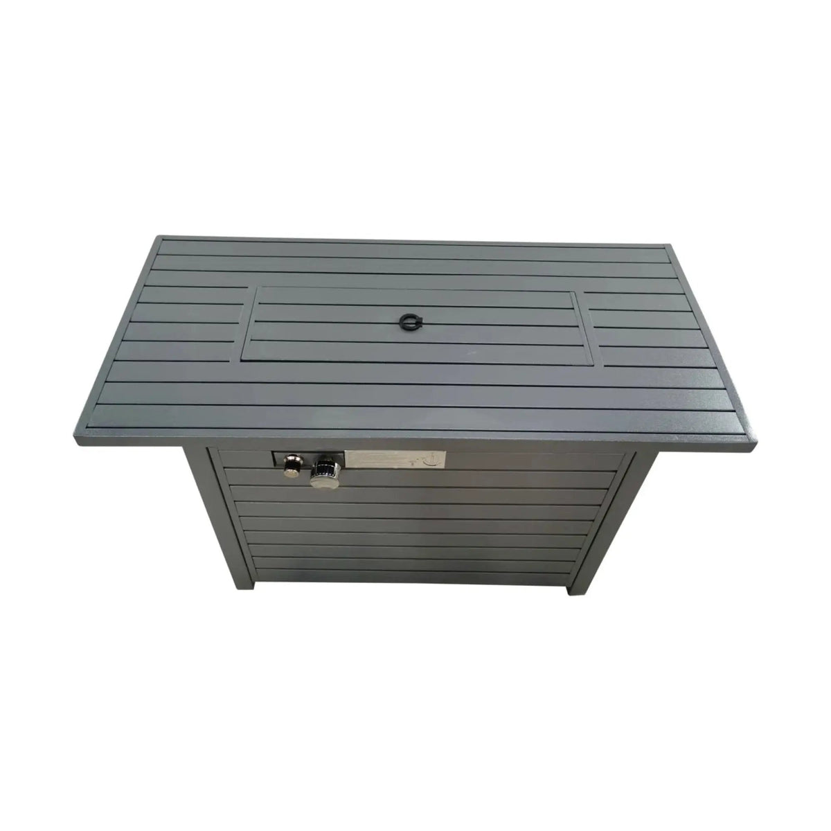Propane Fire Pit Table | Rectangular | Powder-Coated Steel | Lid Included