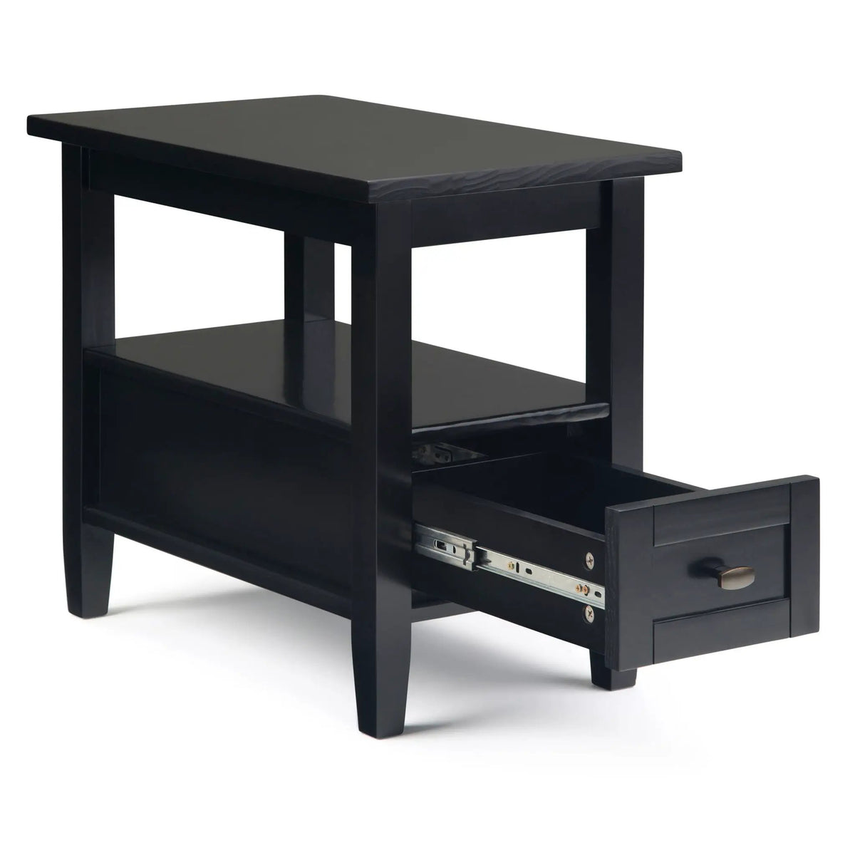 Warm Shaker Solid Wood Table | Bottom Drawer | Open Shelf Storage