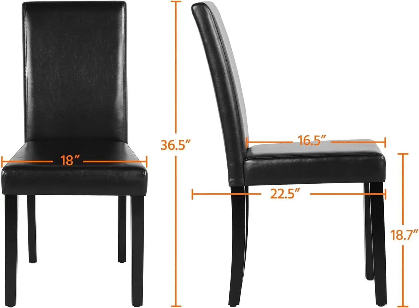 Dining Chair Set Of 4 PU Leather Upholstered Chairs With Solid Wood Legs Black from PriceLows™