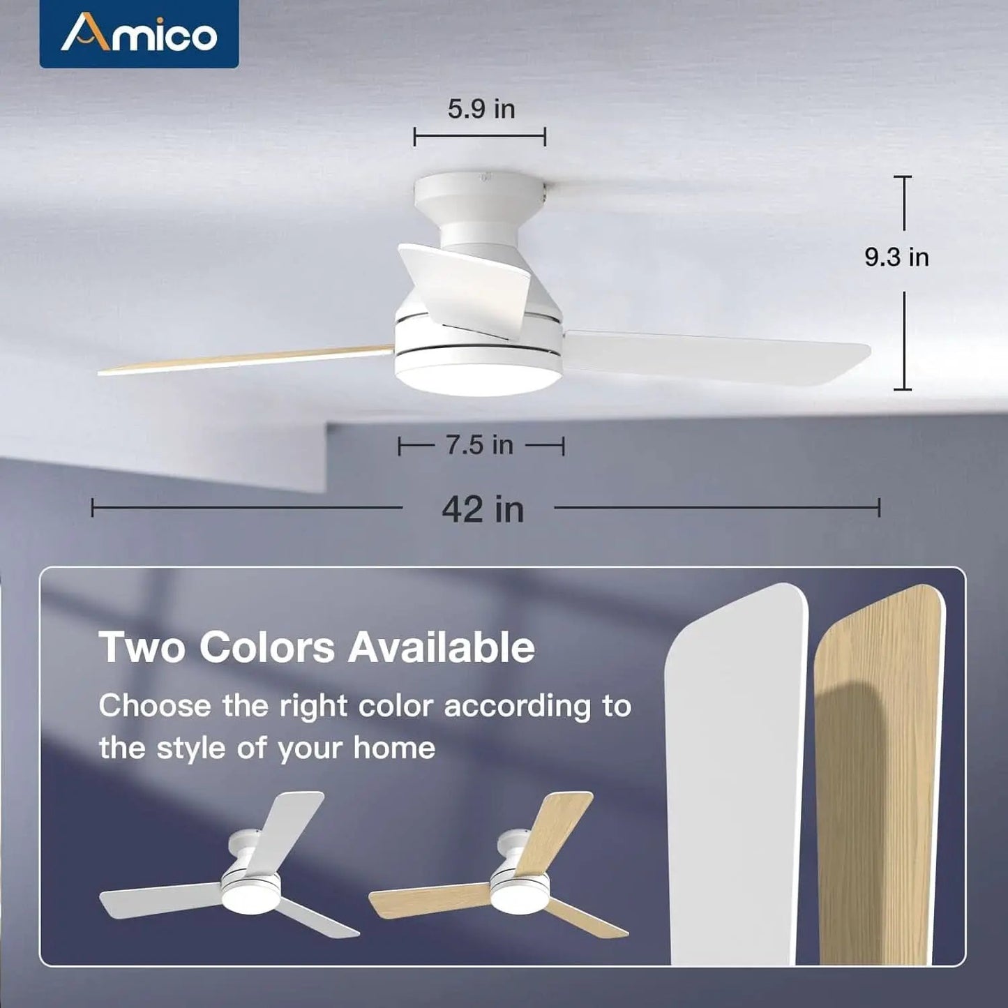 42 Inch White Ceiling Fan With Remote Control And Dimmable Lights from PriceLows™