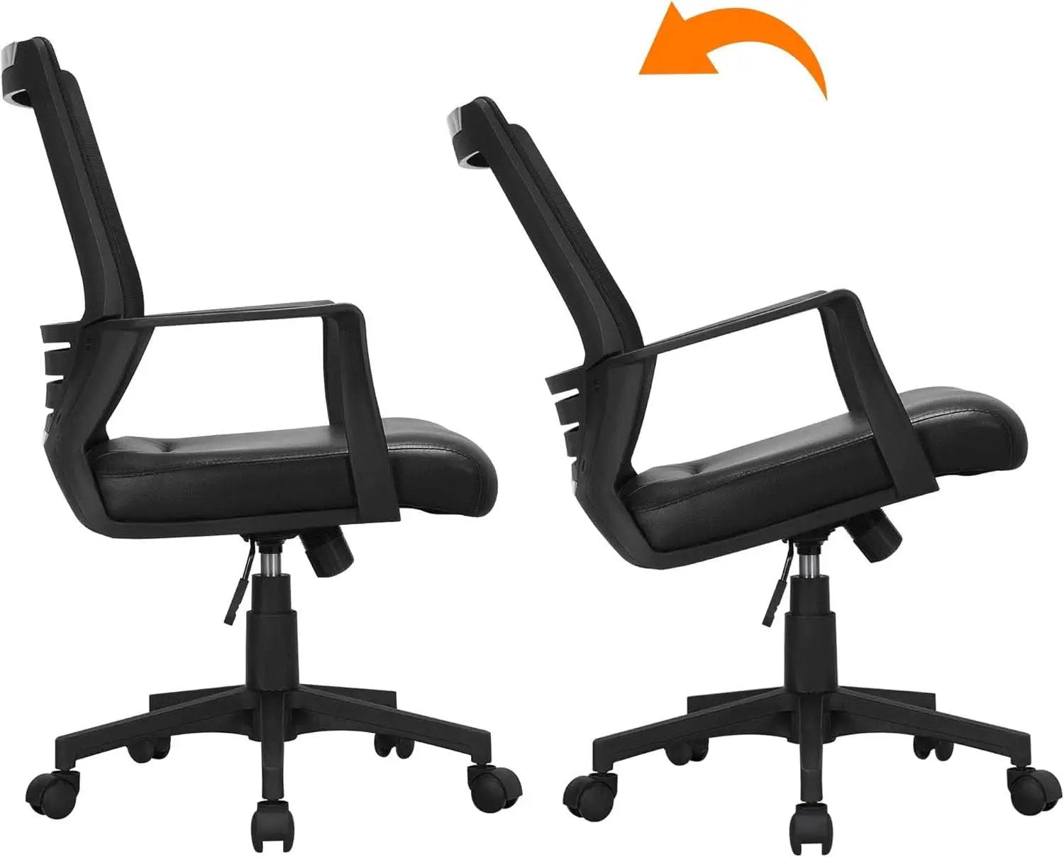 Ergonomic Office Chair Leather Seat Mesh Back Black With Lumbar Support from PriceLows™