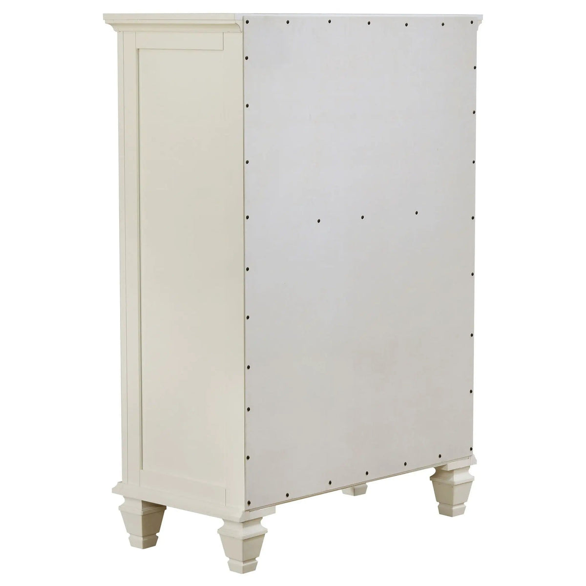 Sandy Beach 5-drawer Bedroom Chest Cream | 36.25 x 18.5 x 53.25 in | Rubberwood & Engineered Wood | White