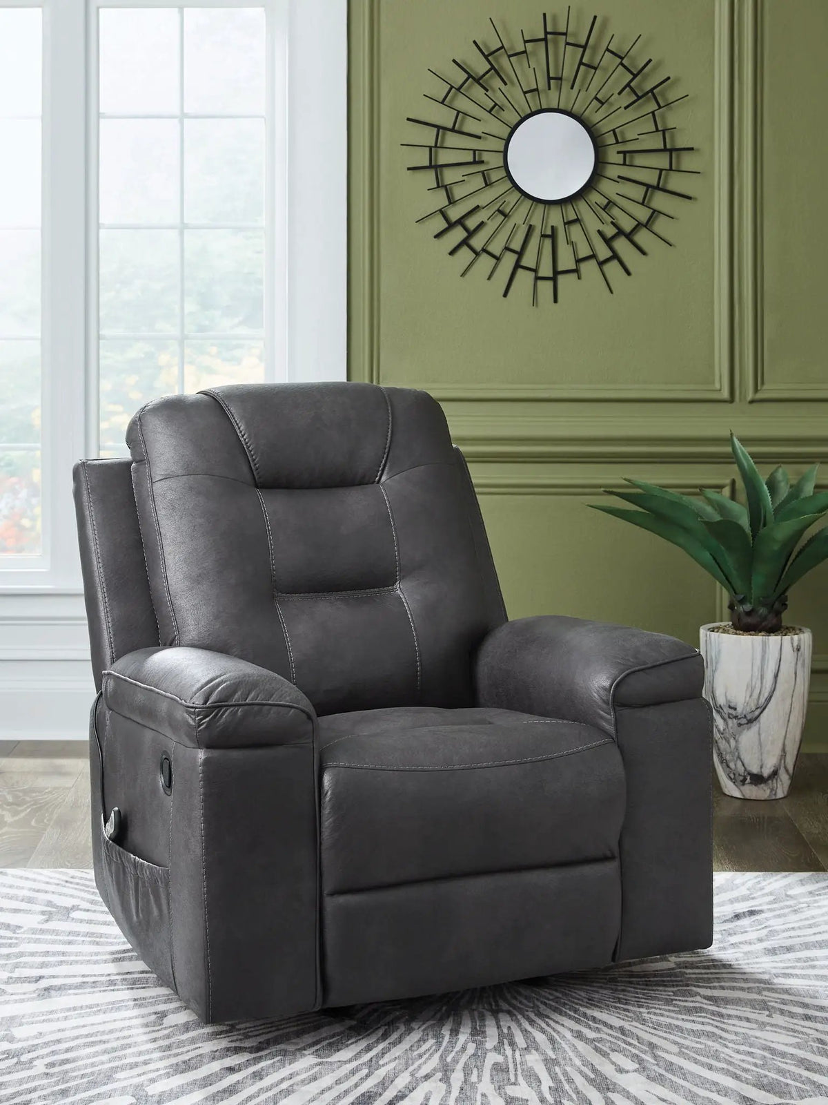 Stockworth Rocker Recliner | Warm Faux Leather | Inviting Comfort | 42 Inch Length