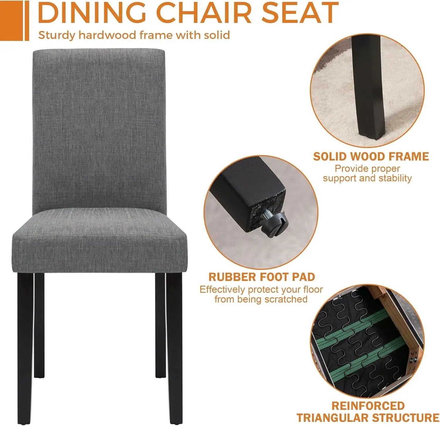 Gray Modern Fabric Upholstered Dining Chairs Set Of 4 from PriceLows™