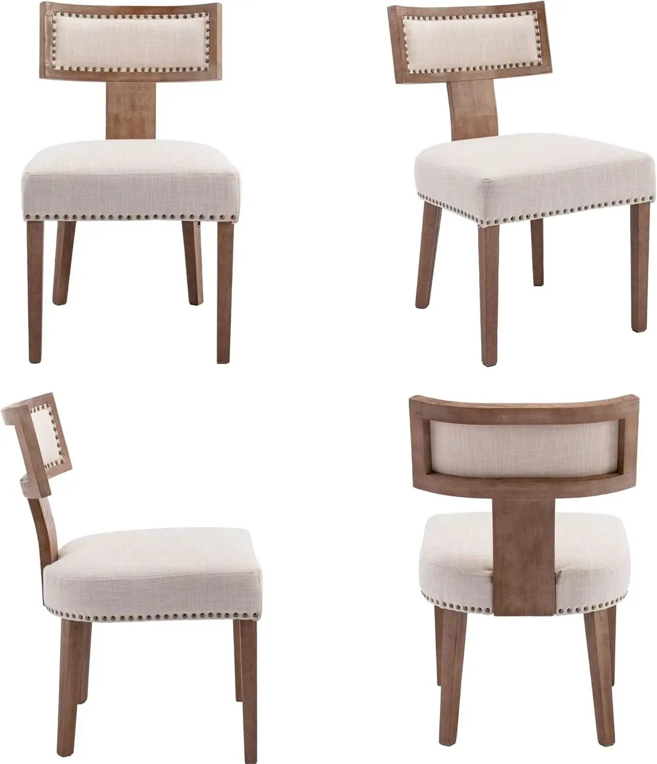 Mid Century Modern Armless Dining Chairs Beige Tone from PriceLows™