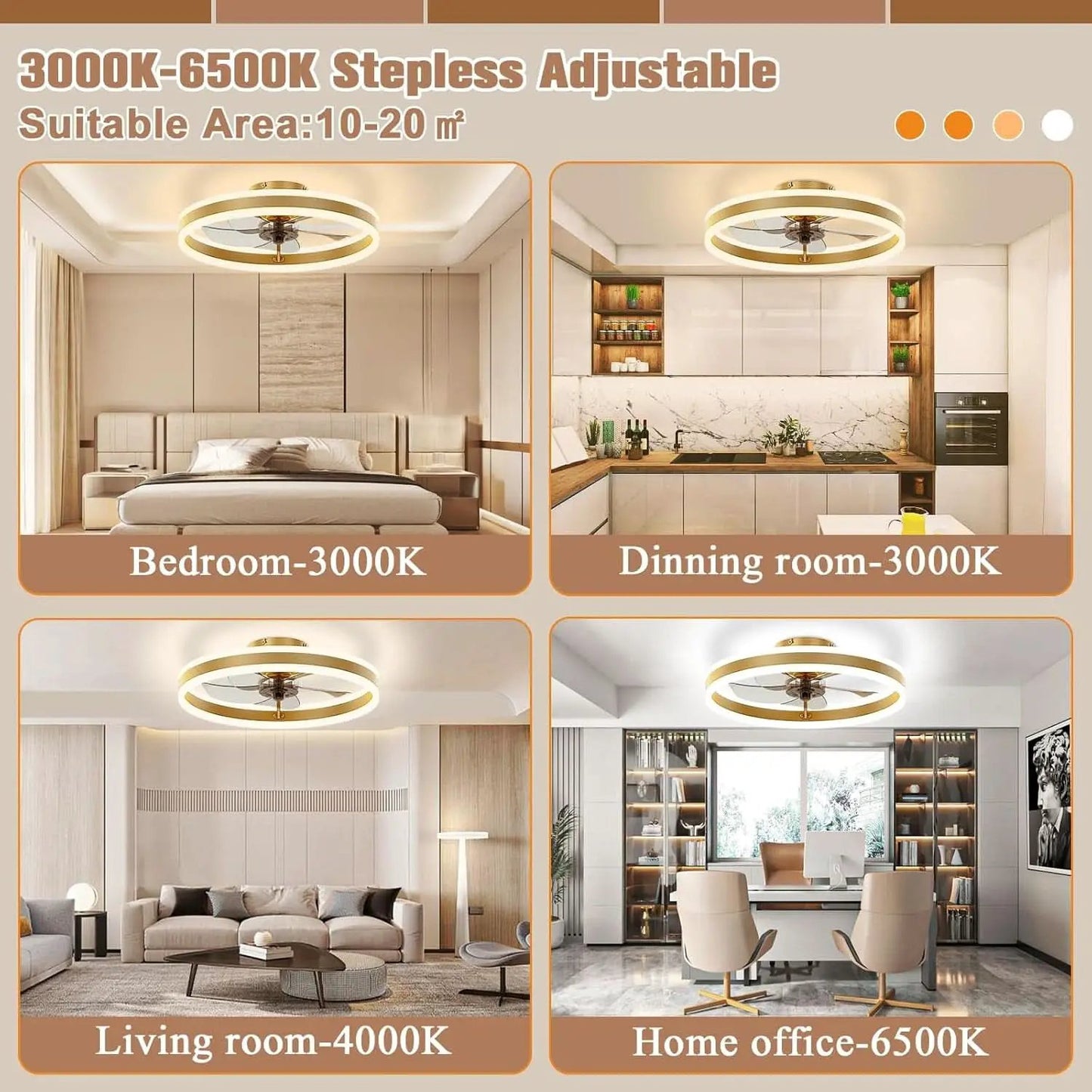 19.7In Low Profile Ceiling Fan With Remote And Dimmable LED from PriceLows™