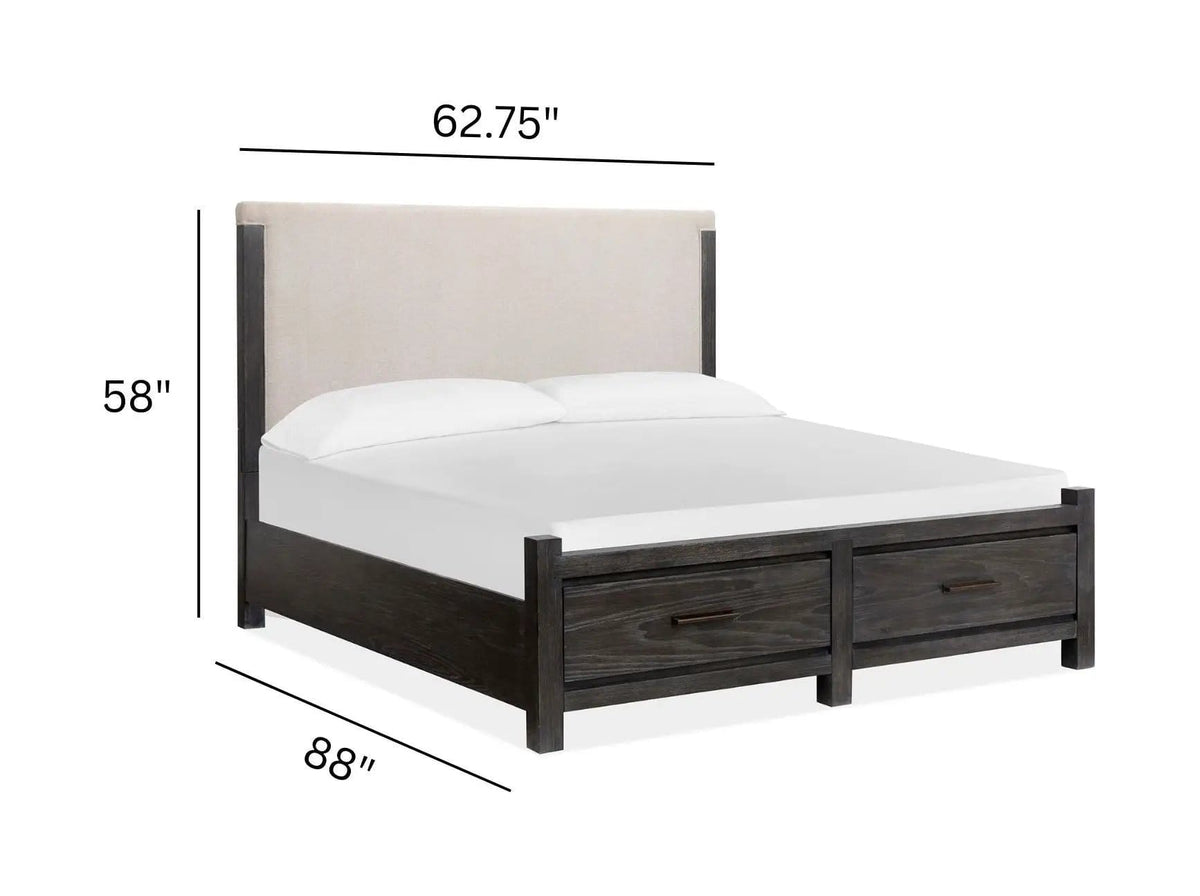 Plum Creek Upholstered Panel Storage Bed | 6 Pieces | Oak Veneer | Bedroom
