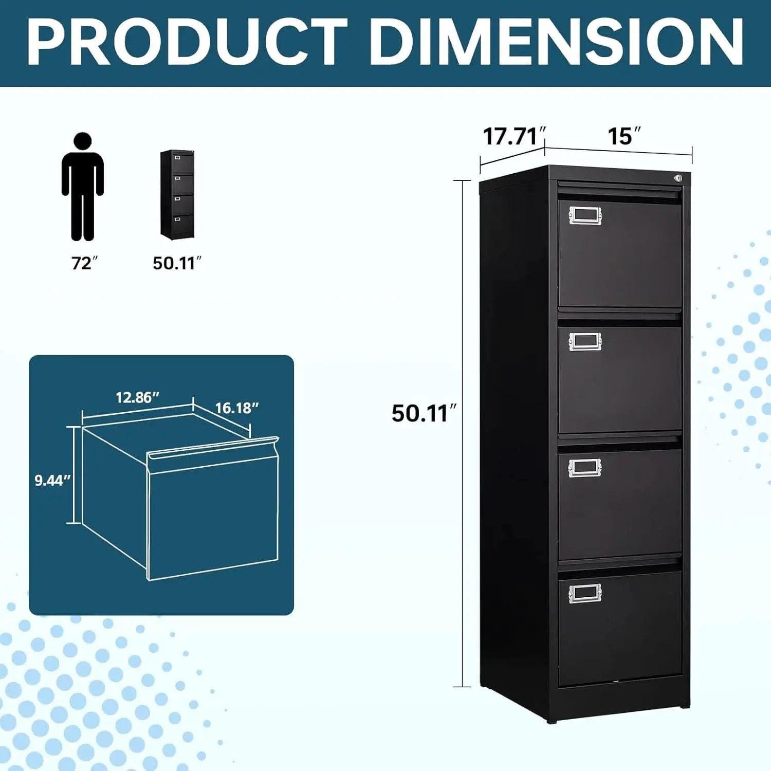 Four Drawer Filing Cabinet With Lock For Home Office from PriceLows™