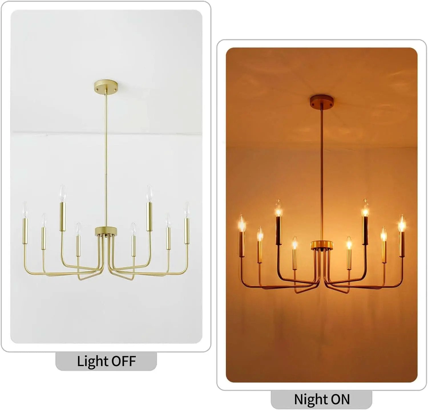 Gold Farmhouse Chandelier 8 Lights for Dining Room from PriceLows™