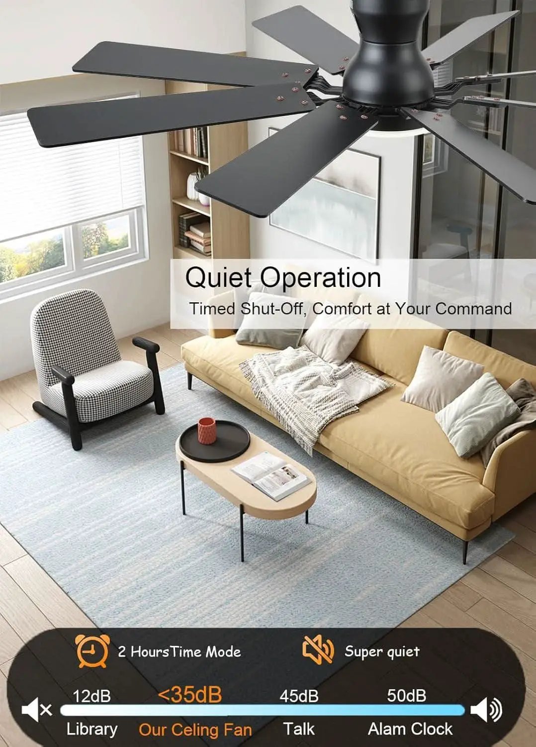 52 Inch Ceiling Fan With Light Remote App Control Brown from PriceLows™