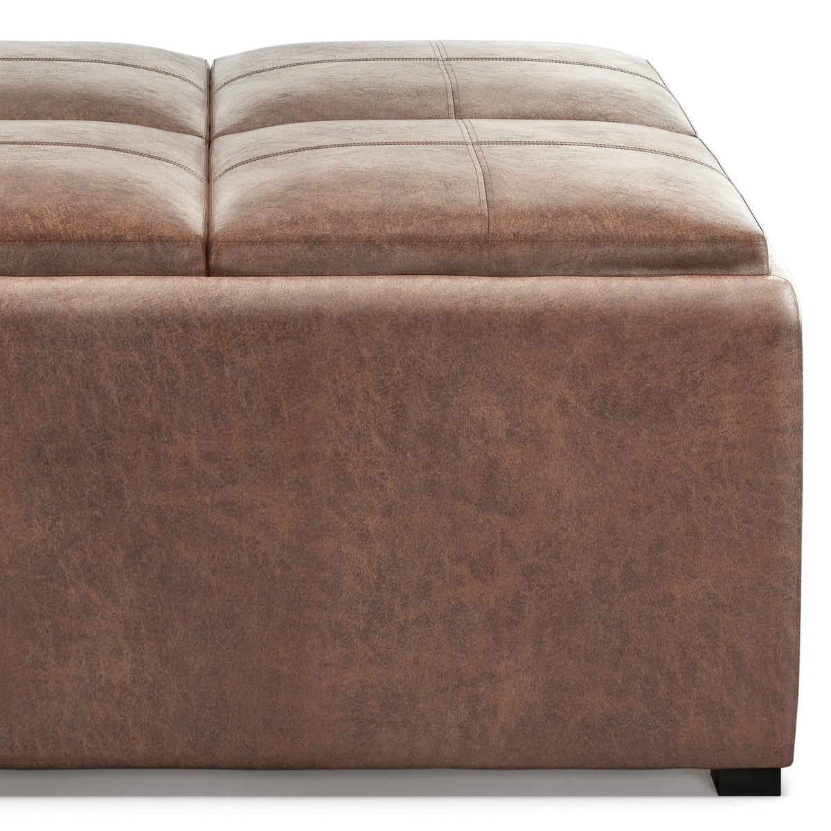 Avalon Square Storage Ottoman | Coffee Table Design | Four Flip Over Serving Trays | 35 Inch Width