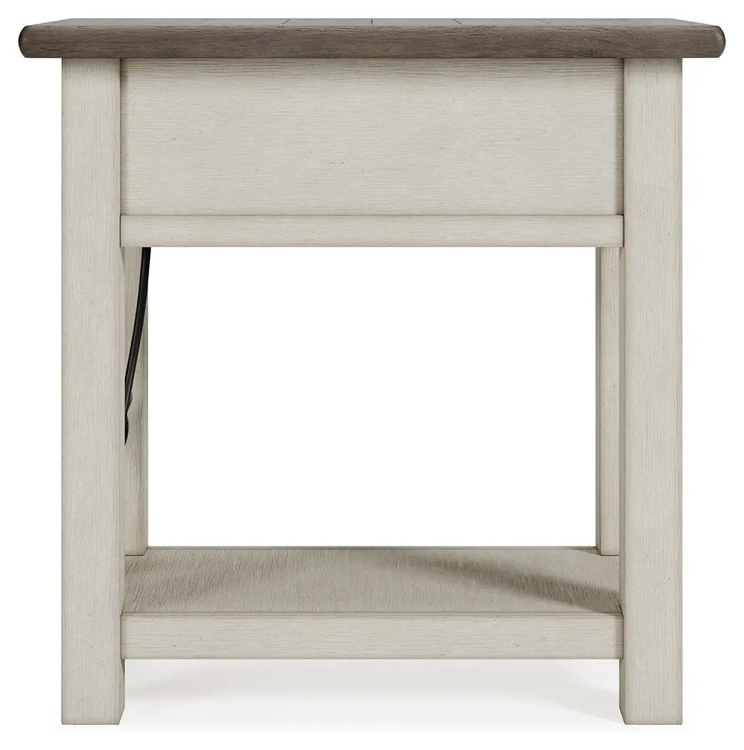 Bolanburg Chairside End Table | Farmhouse Style | Two-Tone Finish | Weathered Look