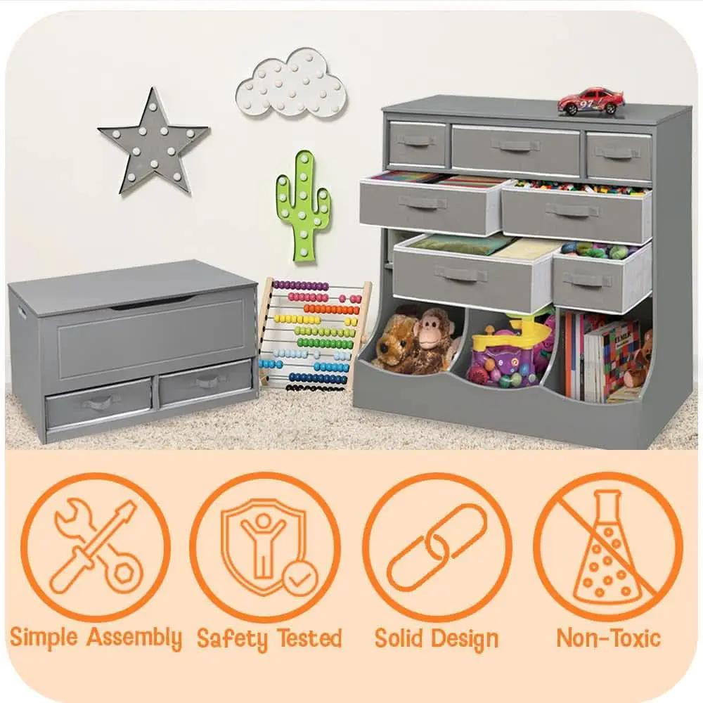 White Toy Storage Chest Bench FourCubicFeet FlipTopLid from PriceLows™